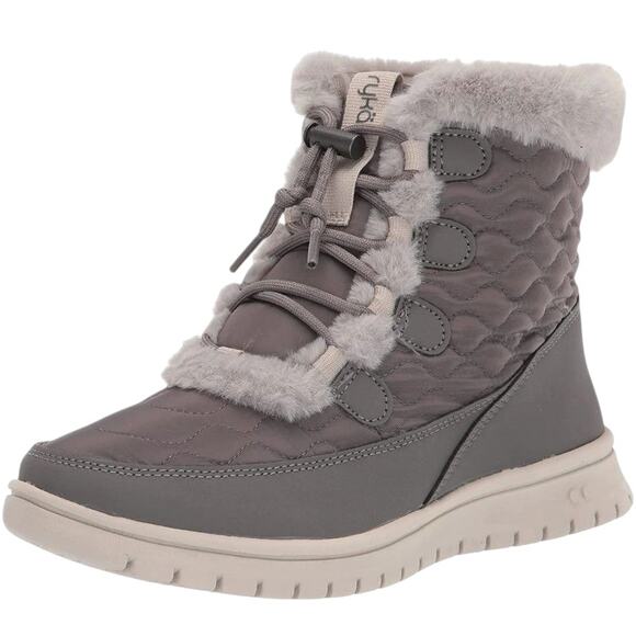 Ryka Womens Gray Snow Bound Water Repellent Faux Fur Winter Boots Lace sz 9 NEW - Picture 2 of 6